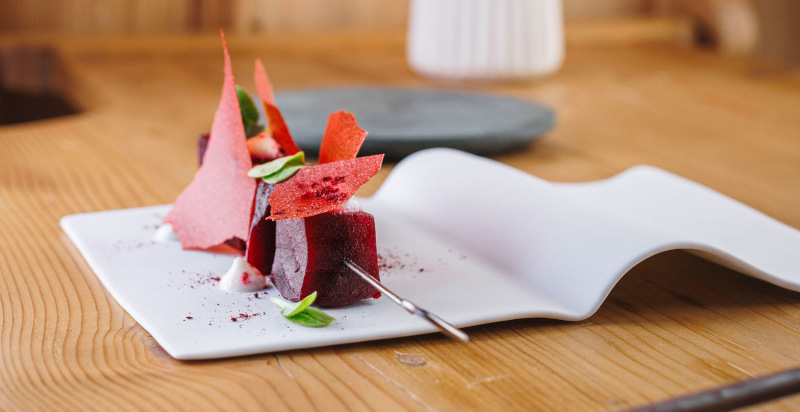 Gourmetgericht der Naturküche im Stua da Legn in Livigno